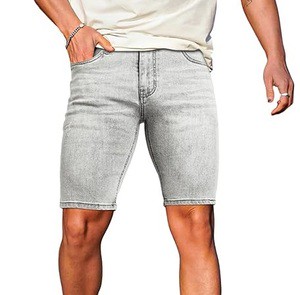 Men's Denim Jean Shorts Summer Thin Trendy Ripped Fitting Straight Breathable Quick Dry Eco-Friendly Waterproof