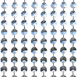 Hanging Eco-Friendly Polished 14mm Clear Glass Crystal Octagon Beads Lamp Chain Garland For Chandelier Wedding Home Decoration