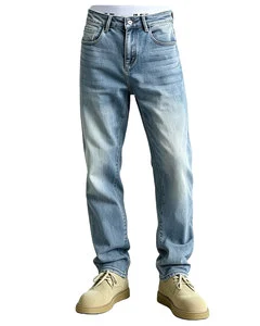 2026 New Men's Denim Jeans Vintage Blue Wash Straight Leg Regular Fit Faded Jean Pants Mens Casual Denim Trousers for Men