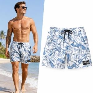 Custom Lightweight Breathable Swim Trunks With Adjustable Drawstring For Tropical Vacation Beach Shorts