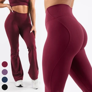 Woman Yoga Clothing Pants Slim Tummy Flared Sport Leggings High Waist Butt Lifting Gym Fitness Pants Women Flare Yoga Leggings