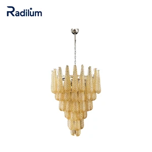 Drop Murano Chandelier Handblown Glass Pendant Light with Cascading Petals for Dining Room, Entryway, or Living Space