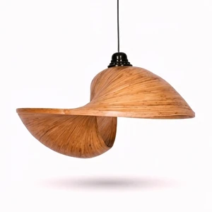 Handcrafted Bamboo Pendant Light Twisted Shape Natural Hanging Ceiling Lamp Modern Woven Wicker Lighting For Resort Living Rooms