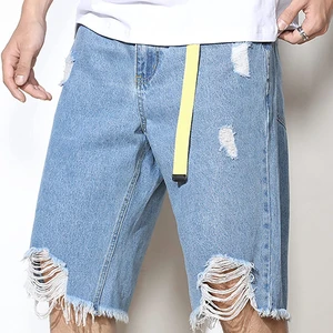 Breathable Customized Men's Denim Solid 100% Cotton Short Jeans Shorts High Quality Custom Design Logo Accepted