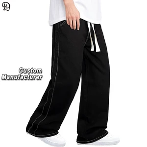 Custom Men'S Baggy Jeans Loose Fit Streetwear Denim Pants Vintage Washed Wide Leg Trousers Male Hip Hop Fashion Casual Bottoms