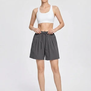 High Waist Drawstring Breathable Loose Fit Wide Leg Shorts Women Lightweight Summer Casual Active Shorts Custom Available