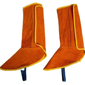 Flame Heat Cut-Resistance Strap-On Closure Cow Split Leather Made Safety Wear Shoe Cover for Fire Welding Workwear
