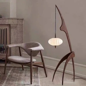 Japanese-style Retro Homestay Walnut Living Room Floor Lamp Sofa Side Creative Designer Shuiji Wind Solid Wood Study Lamp