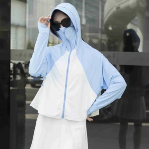 Lightweight Breathable UPF 50+ Anti-UV Patchwork Jacket Color-Matched Fashionable Sun-Protection Clothing