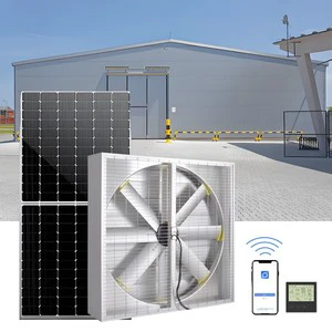 Large Poultry Farm Exhaust Fan With Solar Panel Axial Flow Fan Chicken House Solar Industrial Wall Ventilation Cooling DC Fan