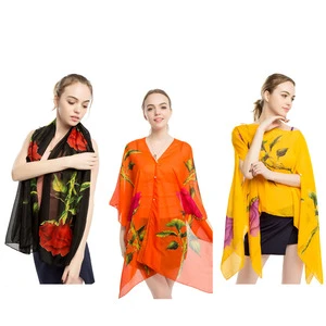 Women Swimsuit Bikini Cover up Beach Chiffon Sunscreen Shawl Beach Towel