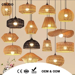 Vietnam Vintage Bedside Decorative Bamboo Wicker Hanging Bar Window Creative Art Chandelier Pendant Rattan Led Lamps