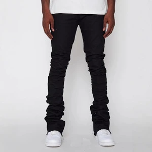 Men's Slim Fit Denim Jeans With Elastic Stretch, Water-Washed Mid-Rise Straight Leg Pants With Multiple Pockets, Casual