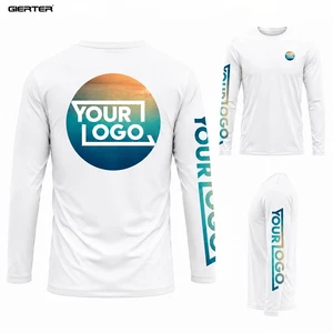 Custom UPF50 Men's 100% Polyester Quick Dry Fishing Wear Blank Fishing Apparel UV Protection Moisture Wicking Fishing Shirts