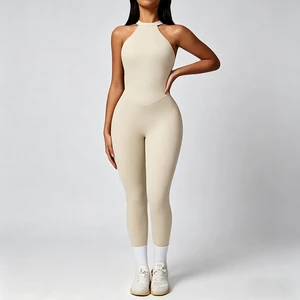 Hot Selling Women's Sleeveless One Piece Sports Bodysuits Running Quick Drying Breathable Yoga Jumpsuit