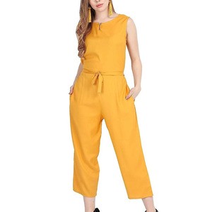Women's High Quality Regular Fit Knitted Denim Jeans Overall Jumpsuit Fashionable Casual Wear Summer Breathable Full Length
