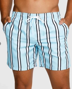 Wholesale Custom Design Eco-Friendly Fabric Vertical Stripe Quick Dry With Pockets Elastic Waist Swim Trunks Men's Beach Shorts
