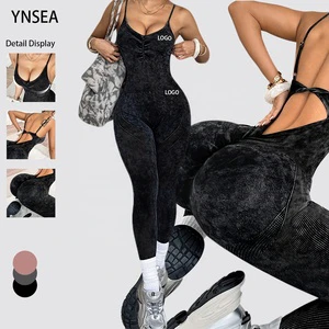 YNSEA Cross-border Seamless Lightweight Four-Way Stretch Halter Hollow-Out Yoga Fitness JumpSuit With Full Length And V-neck