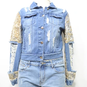 OEM Factory Selling Women's Fashion Denim Jacket Hole Women Jacket