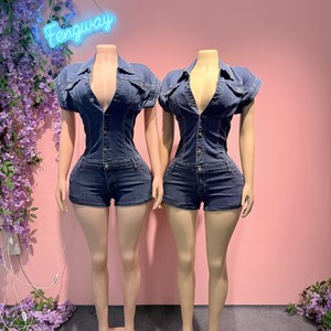 Women's Jeans Casual High Waist Stretched Workout Denim Rompers Casual Denim Jeans Cargo Bodycon Jumpsuits for Women
