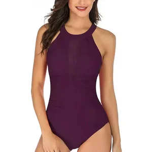 Comfortable Color Contrast Breathable Women Swimming Suit Sustainable Seamless Swimming Suit