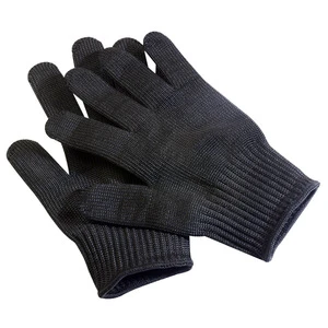 Black Color High Strength Polyester With Single Steel Wire Cut Safety Anti-Cut Gloves Bulk Mixed Order