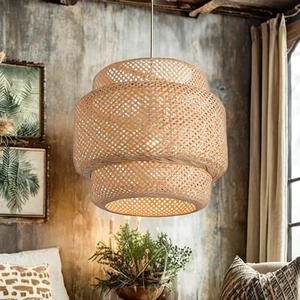 Handcrafted Lightweight Durable Pendant Lamp Timeless Silhouette Made Natural Bamboo Materials Eco-Inspired Modern Home Decor