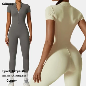 Hot Selling Full-Length Short Sleeve Sports Jumpsuit Custom Activewear Romper Four-Way Stretch Quick-Dry Breathable Fitness