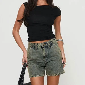 Women's High-Waisted Casual Denim Shorts Summer Vintage Style Straight Sexy Cargo Pants Shorts