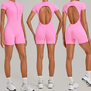 Customize logo Sports Clothes Yoga Jumpsuit With Zipper Long Sleeve Gym Fitness Bodysuit Workout Jumpsuit for Women Activerwear
