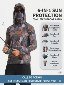 Liansi Manufacturer Quick Dry UPF50 Breathable Men's Fishing Wear Hoodie Sun Protection Clothing Outdoor Stylish Pullover Long