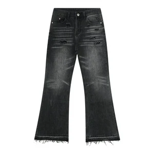 The Designer's New Men's Black Gray Retro American Jeans Washed Stone Ground Jeans Trend Fashion Holes TikTok Sales Number One