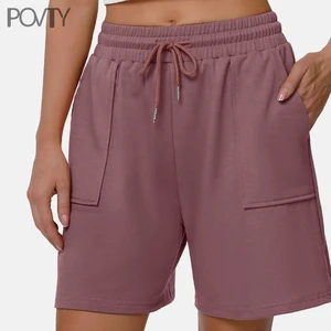 POVTY Women's Plus Size Sweat Shorts Casual Summer Loose Drawstring Waist Lounge Running Athletic Shorts with Pockets