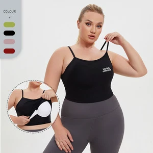 Plus Size Women's Yoga Bra Quick Dry Breathable Soft One-Piece Fitness Running Sports Vest Sexy Shaping Style for Adults Gym
