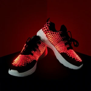 RICHSHINING Custom USB Charging LED Fiber Optic Running Shoes 7 Lighting Color Luminous Sneakers Glow in the Dark for Bar Party