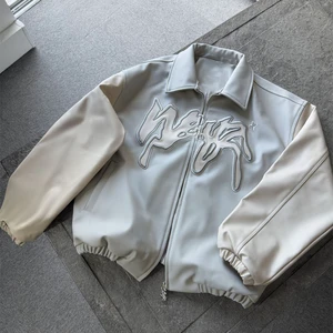 Custom Embroidered Front Men's Denim Winter Jackets Streetwear Vintage Acid Washed Zipper Heavyweight Windproof Eco-Friendly
