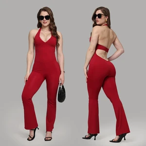 Comfortable Yoga Jumpsuit Custom Gym Clothes One-piece Yoga Outfit Quick-drying Sports Jumpsuit with Flared Pants