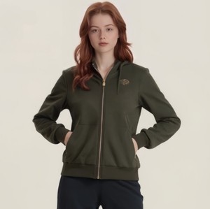 OEM Manufacturer Knitted Simple Texture Green Zipper Hooded Printed Breathable Short Shirt-Daily Commuting Women's Casual Top