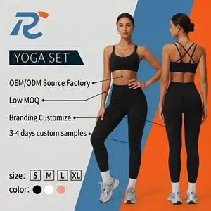 Sexy Strappy Back Yoga Set 2 Piece High Waist Leggings Workout Suit Slim Fit Athletic Gym Wear One Piece Fitness Set for Women