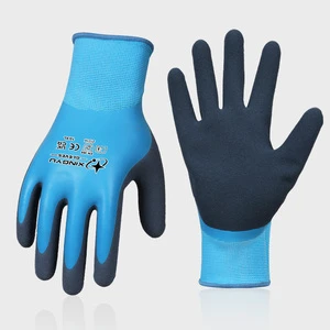 XINGYU XL Safety Gloves 15G Nylon Latex Fully Coated Sandy Waterproof XL Size Cotton Nylon Knitted Working Latex Coated Gloves