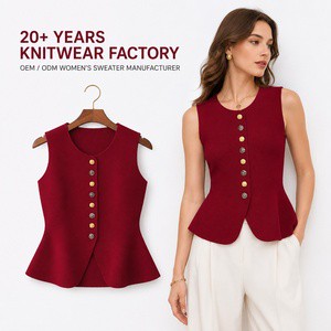Women's Chic Button-Down Knitted Vest And Vintage Sleeveless Camisole Top Wholesale Summer Fashion