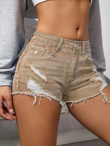 Stylish Women's Denim Shorts 100% Cotton High Waist Denim Shorts for Women Summer Casual Jeans Shorts Trendy Streetwear Outfit