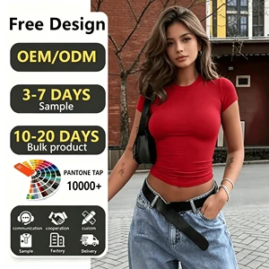Wholesale Custom Logo Women's T-shirts Summer Soft Tee Crop Top Ladies Plain Sexy Fitted Thin Blank Shirt For Women