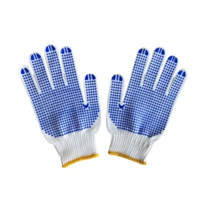 Low Price Anti Slip Cotton Knitted Gloves Polyester Pvc Dotted Work Gloves Men Construction Safety Gloves