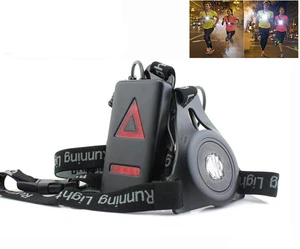 USB Rechargeable Waterproof IPX5 LED Safety Night Chest Running Light with Red Taillights for Night Runners Jogging Dog Walking