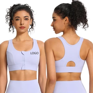 Wholesale New Women's Front Zipper Sports Bra High Impact Support Shockproof Yoga Top for Gym Fitness Workout