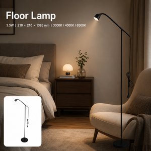 Multi Purpose Gooseneck Floor Lamp 3.5W 3 Color Modes For Bedroom Living Room Adjustable Spotlight Task Light
