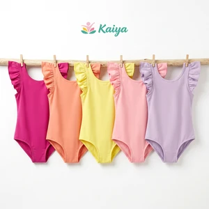 Verified Manufacturer Kids Swim Suit Ruffled Edge Decoration Children Custom Swimsuit Summer Cute Girls Swimwear