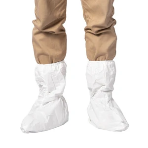 Safety Shoe Covers White Universal Size Pull-On SMS Material Abrasion Resistant For Cleanroom Laboratory Use