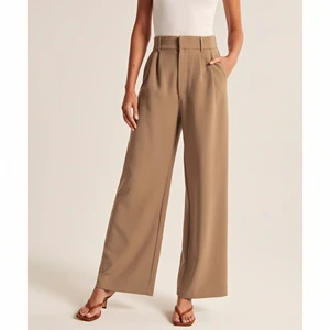 Custom Wholesale American Style Office Casual Women's High Waisted Wide-leg Pants Trousers Pleated Tailored Business Trousers